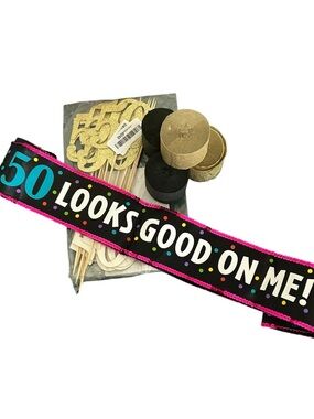 NWOT “50” Birthday Sash and Party Decorations